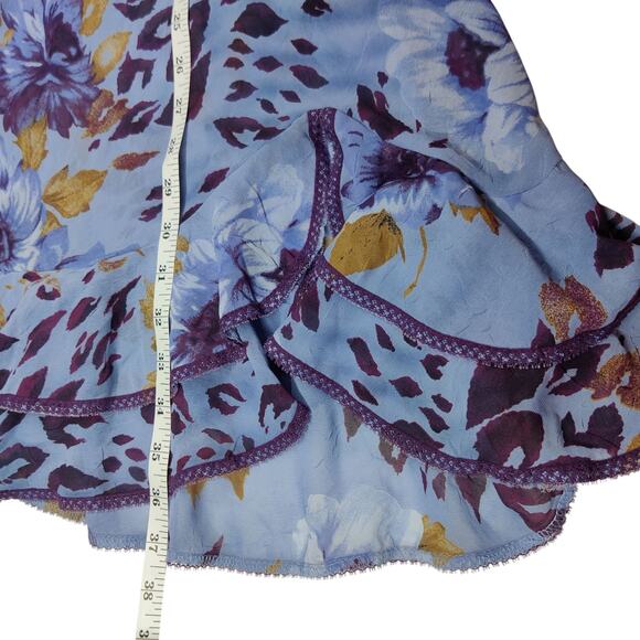 Y2K Sensara Purple Floral Flouncy Flutter Dress Large Forest Fairy Semi Sheer - Picture 11 of 11